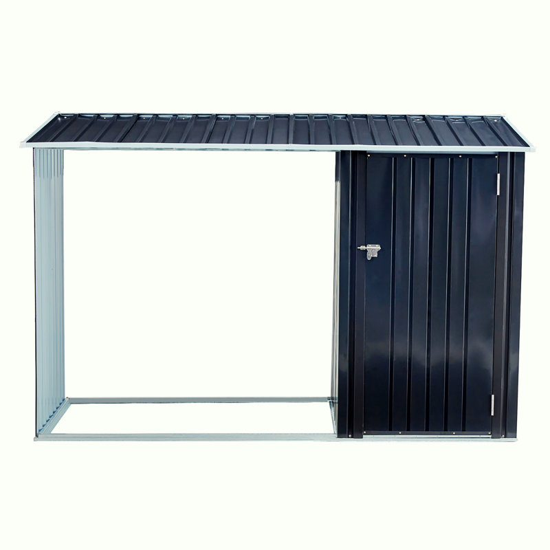 Metal Horizontal Storage Shed,Outdoor Firewood Rack with Log Holder, Firewood Shelter