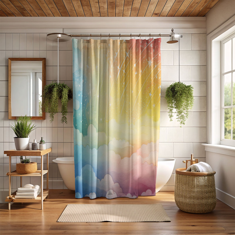 Rideau de douche standard 1 pièce Chromatique Sky, H 74 po x l 71 po