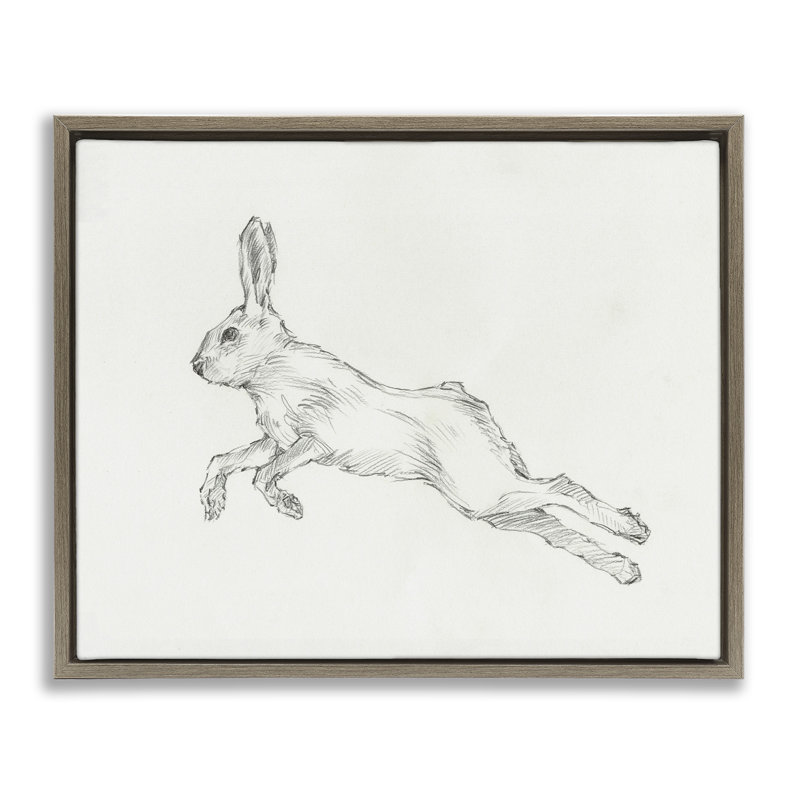 Reproduction d'art sur toile, "Lapin sautant" par Ethan Harper, Cadre flottant orme Montalcino, H 17 po x l 21 po