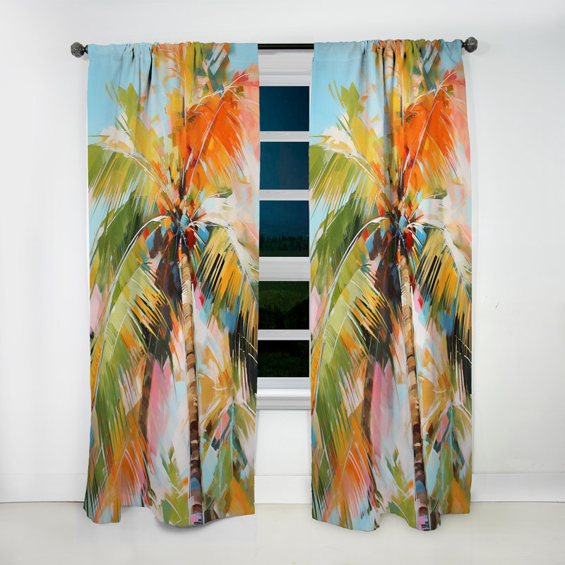 Palm Trees Palm VII - Palms & Palm Trees Blackout Floral Curtain - 1 Panel, 52" W x 95" L