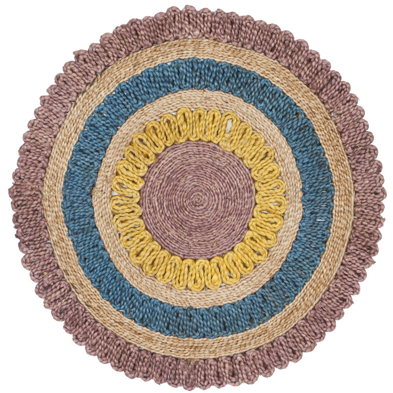 Jacques Natural Fiber Hand Woven Jute Geometric Rug, Round 7'