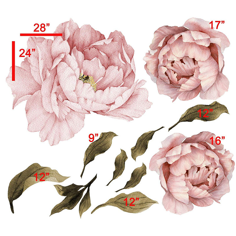 Ensemble d'adhésif décoratif bouquet de pivoines 11 pièces