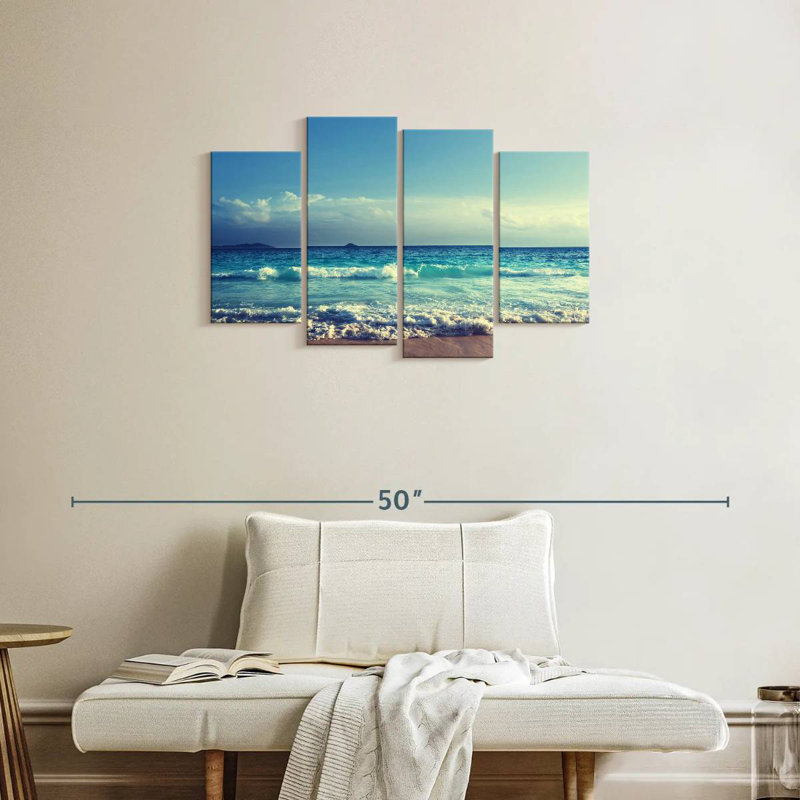 Vagues de la plage des Seychelles, H 22 po x l 36 po