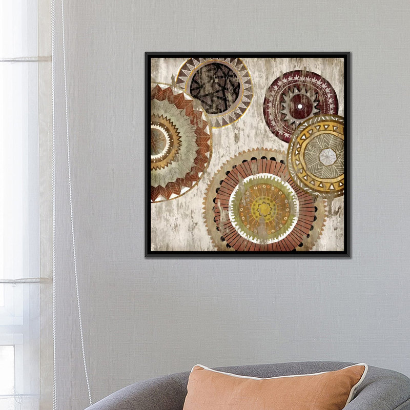 «Native Circle II», impression sur toile, H 18 po x l 18 po x P 1,5 po, Toile encadrée noire, Pas de tapis