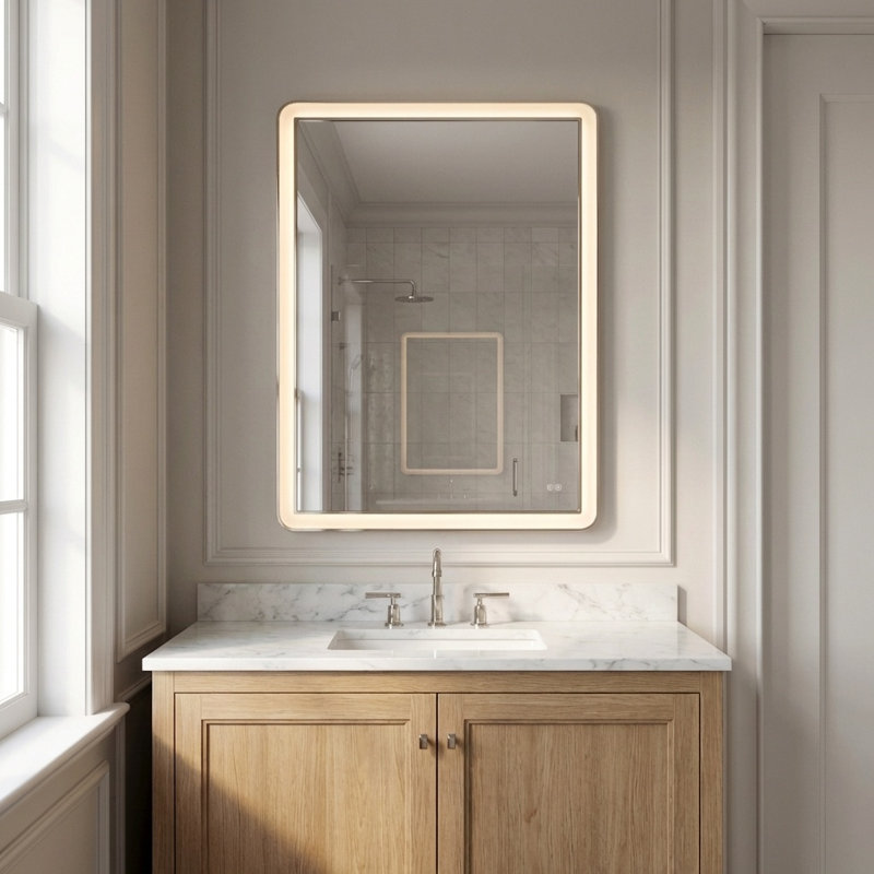 Miroir rectangulaire Chopin, Nickel poli, H 48 po x l 36 po x P 1,5 po