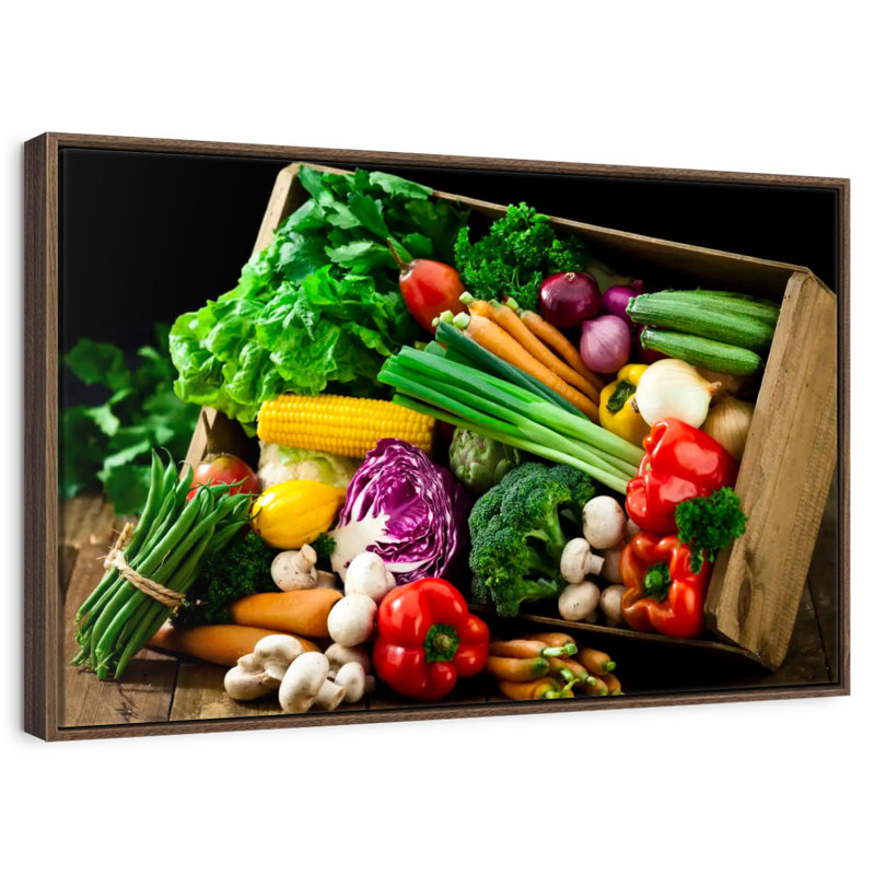 Caisse de légumes, 46 po x 31 po, Cadre flottant en noyer