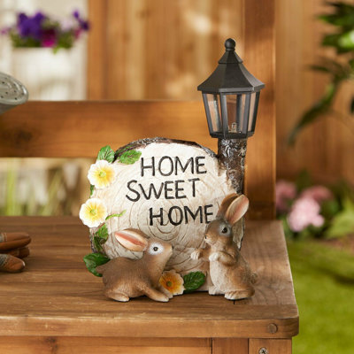 Kaylani Solar Home Sweet Home Bunnies Statue