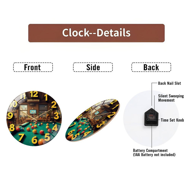 Horloge murale 12 po Billard