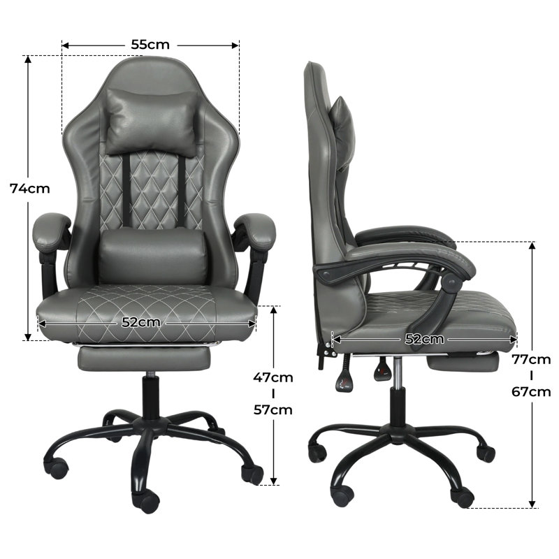 Gaming Chair with Headrest, Grey