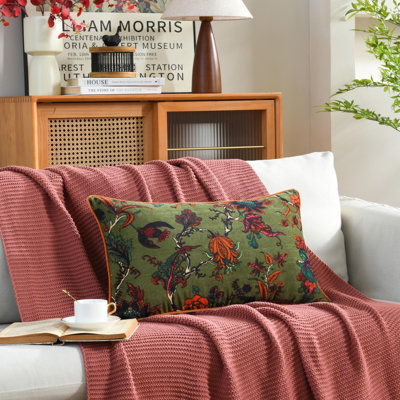 Floral Cotton Throw Pillow
