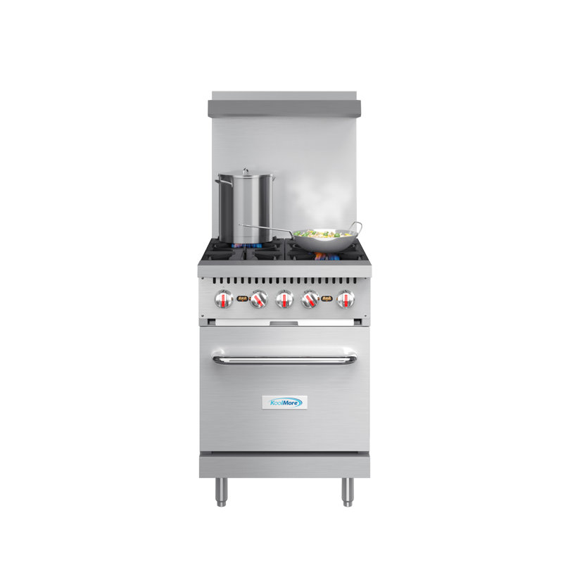 24 in. 4 Burner Commercial Liquid Propane Range with Oven in Stainless-Steel (KM-CR24-LP), Liquid Propane