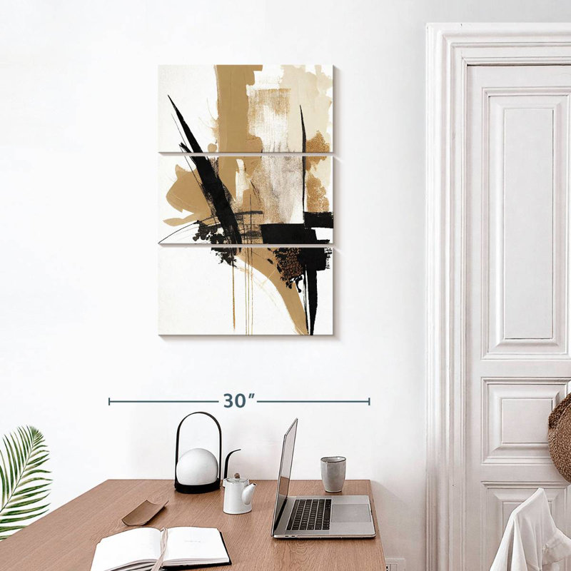 Avery Beige lignes chaotiques III, H 32 po x l 20 po
