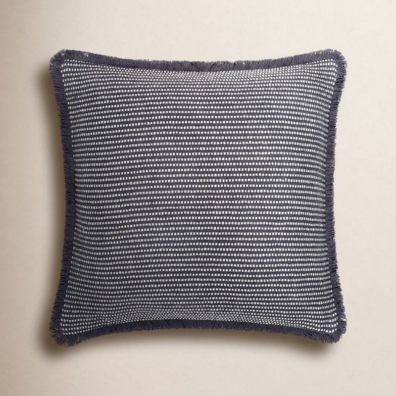 Coussin 100% coton Kava, 20 po x 20 po, Gris, Pas de bourre