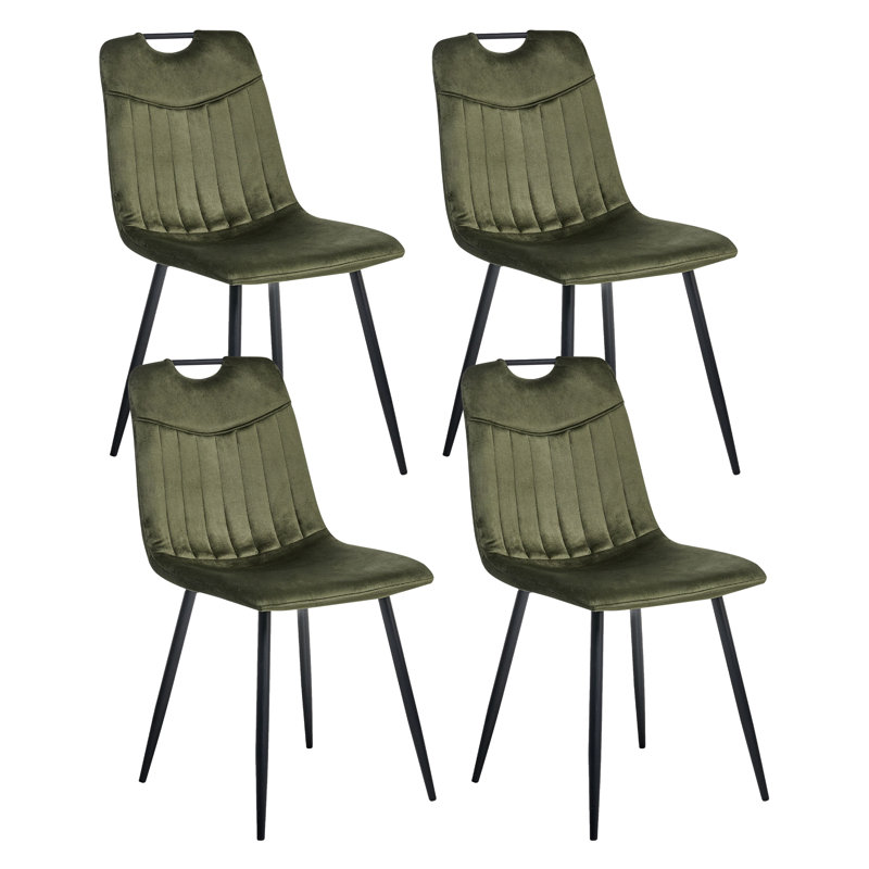 Set of 4 Dining Chairs ARGYLE Velvet, Green