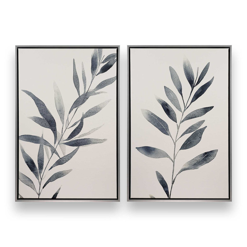 2 - Pièces sur toile, Bleu, Cadre en chrome poli, H 32 po x l 22 po