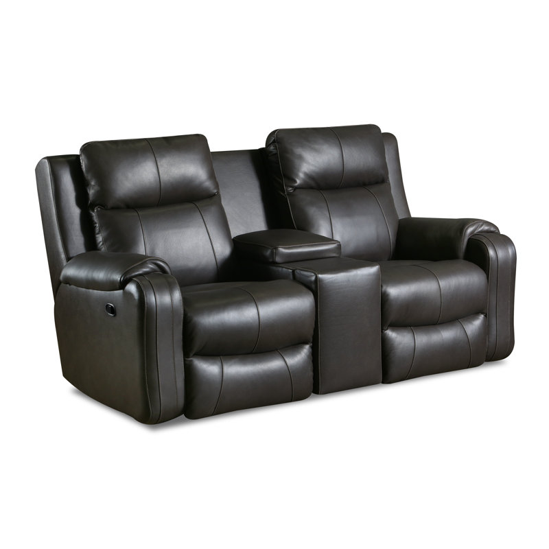 Contour Power Headrest Console Loveseat W/Cupholders, Manual, Dark Brown