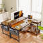 L-Shaped Computer Desk with Built-In Electrical Outlet-867855841