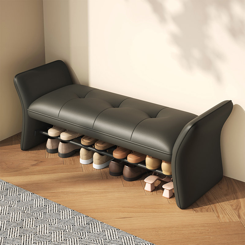 Banc rembourré, Noir, 25.59"H x 47.24"L x 14.96"D