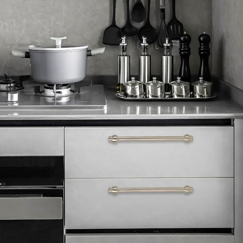 Paquet de 10 poignées d'armoire, poignées de tiroir en alliage de zinc massif, quincaillerie de cuisine et de commode moderne avec filetage profond