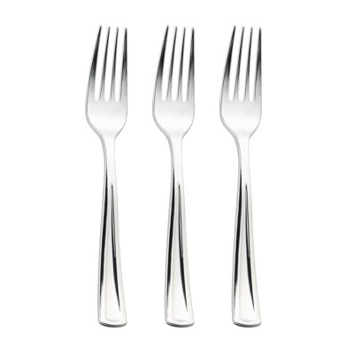 Shiny Metallic Silver Plastic Forks