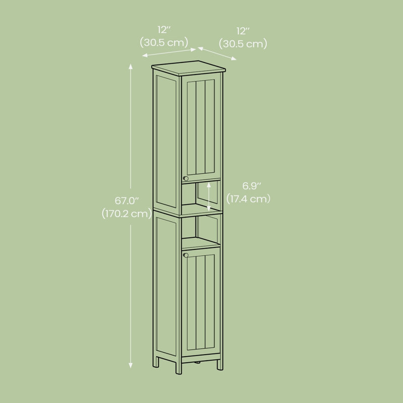 Armoire de rangement avec lumières Evadean, Gris, H 67 po x l 12 po x P 12 po