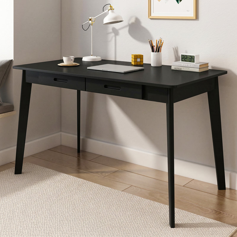 Latwon Wooden Desk, 29.5" H x 47.2" W x 21.7" D, Black/Black