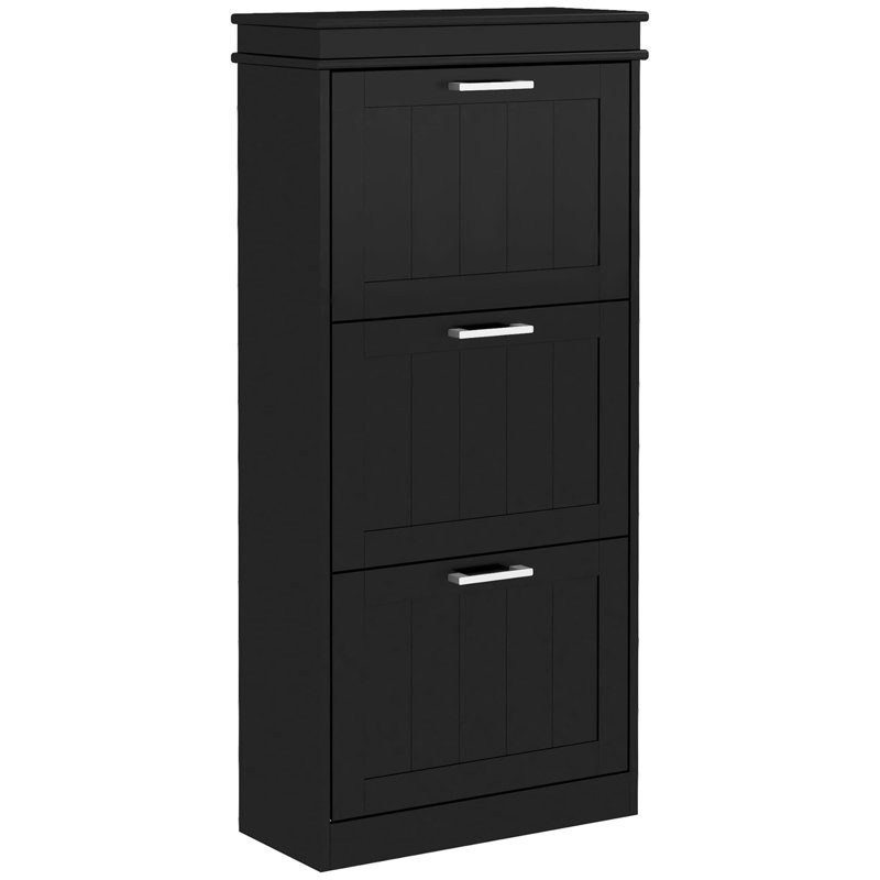 10 Pair Shoe Storage Cabinet, Black/Silver