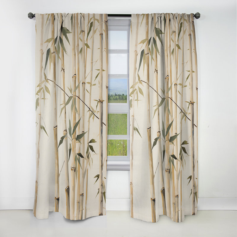 Bergfield - Bamboo Curtain - Blackout Floral Curtain - 1 Panels, 52" W x 63" L