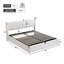 Upholstered Storage Bed With Adjustable Headboard, USB And LED PU-1348313339-1348076724
