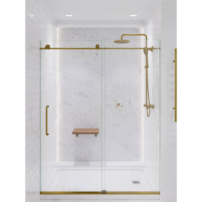 Heavy Rainfall Stainless Steel Shower Bar with Hand Sprayer, Brushed Gold