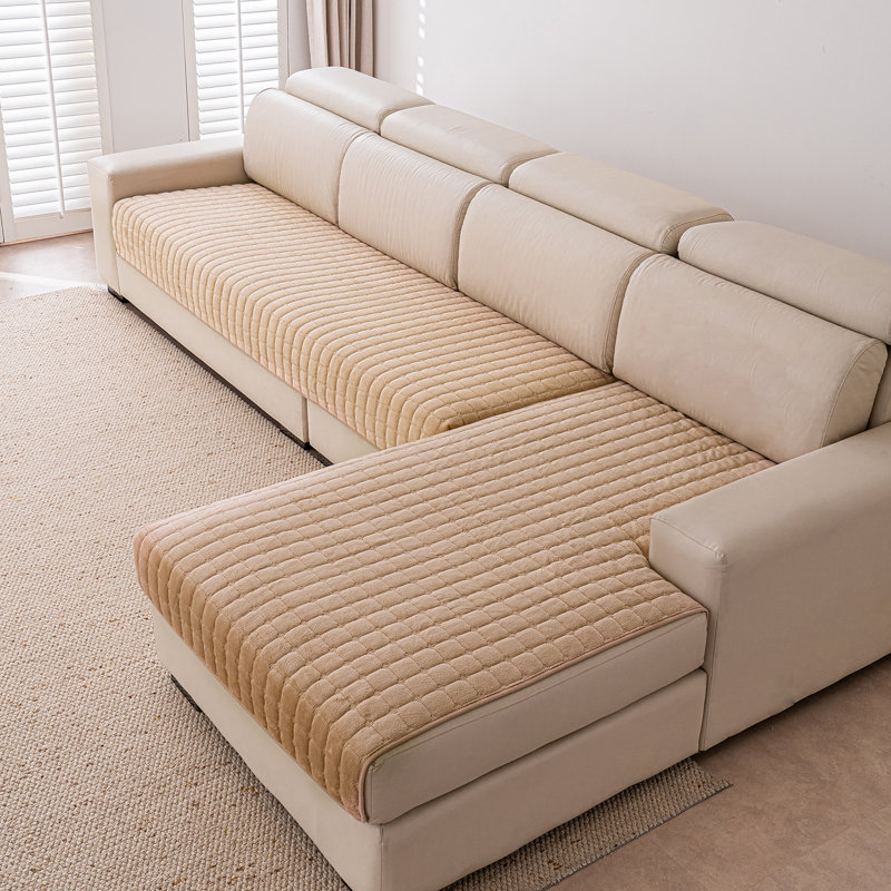 Ensemble de housse de coussin pour canapé modulaire en peluche 2 pièces, protecteur antidérapant et lavable pour canapé en forme de L