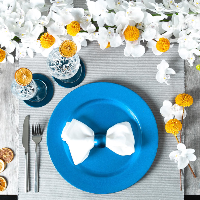 Argon Tableware - Melamine Charger Plates - Set of 6, Glossy Blue