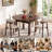 51.2" Farmhouse Extendable Solid Wood Walnut Dining Table Set of 7