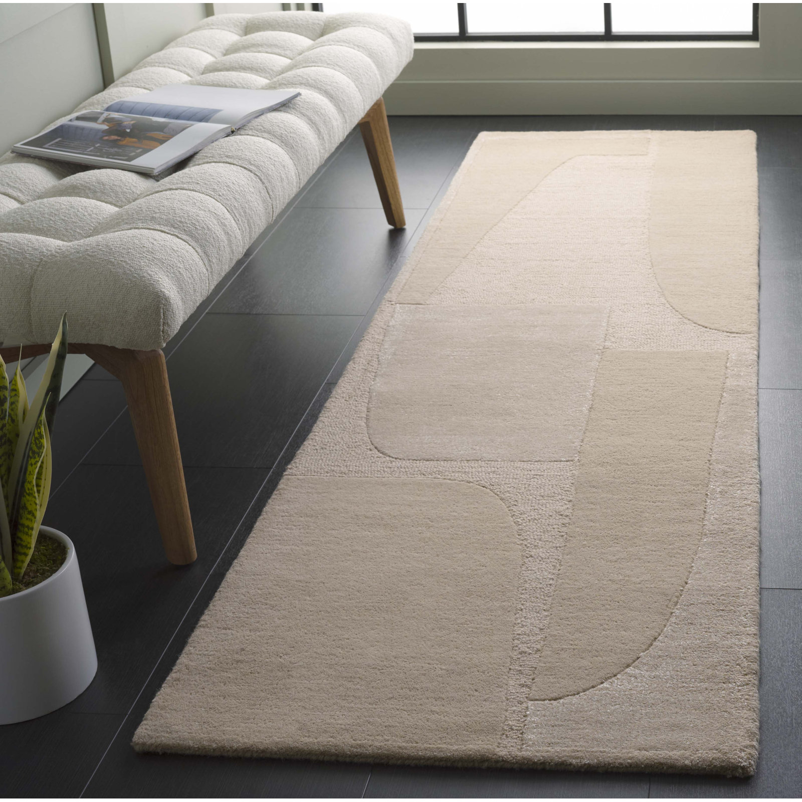 Martella Hand-Tufted Geometric Wool Rug, Runner 2'3" x 8'