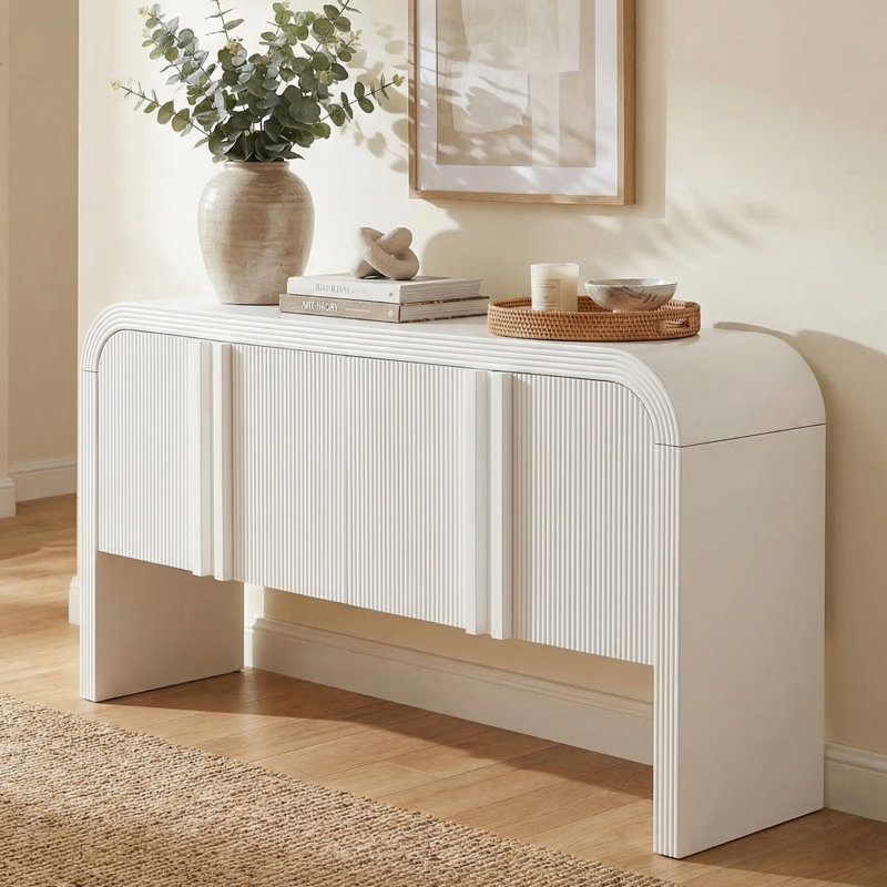 63" Console Table Entryway Sideboard for Hallway Living Room, White