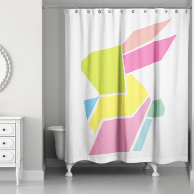 Rideau de douche simple à motif de lapin géométrique néon Jamya