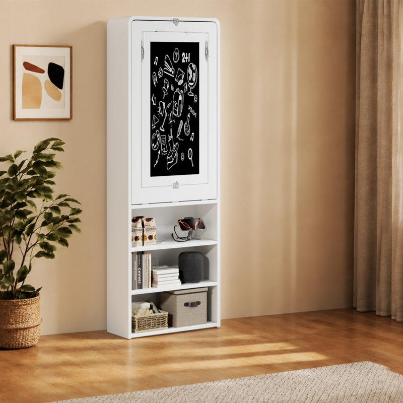 Foldable MDF Writing Desk with Built-In Electrical Outlet, White