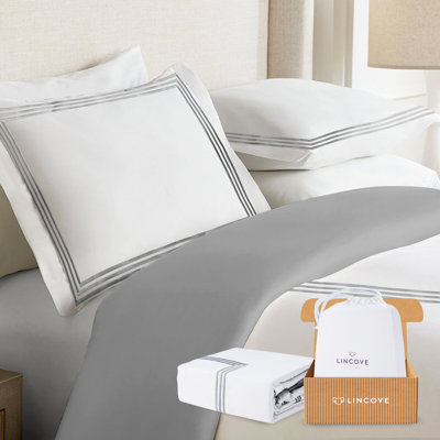 Ensemble de housse de couette de luxe Lincoln Collection - 100% satin de coton ultra doux