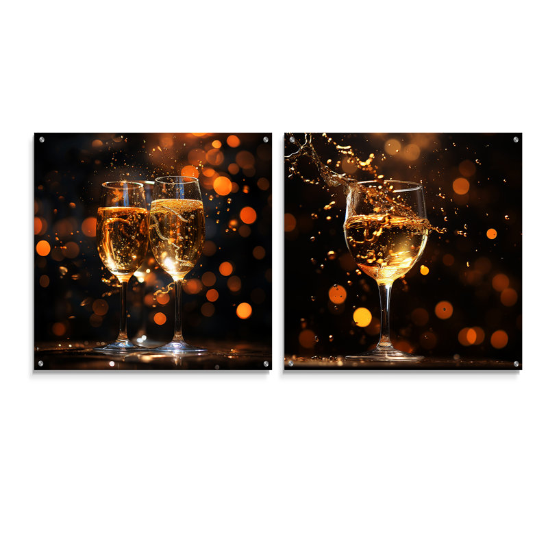 Champagne céleste - ensemble de 2 verres à cocktail en acrylique, H 16 po x l 33 po