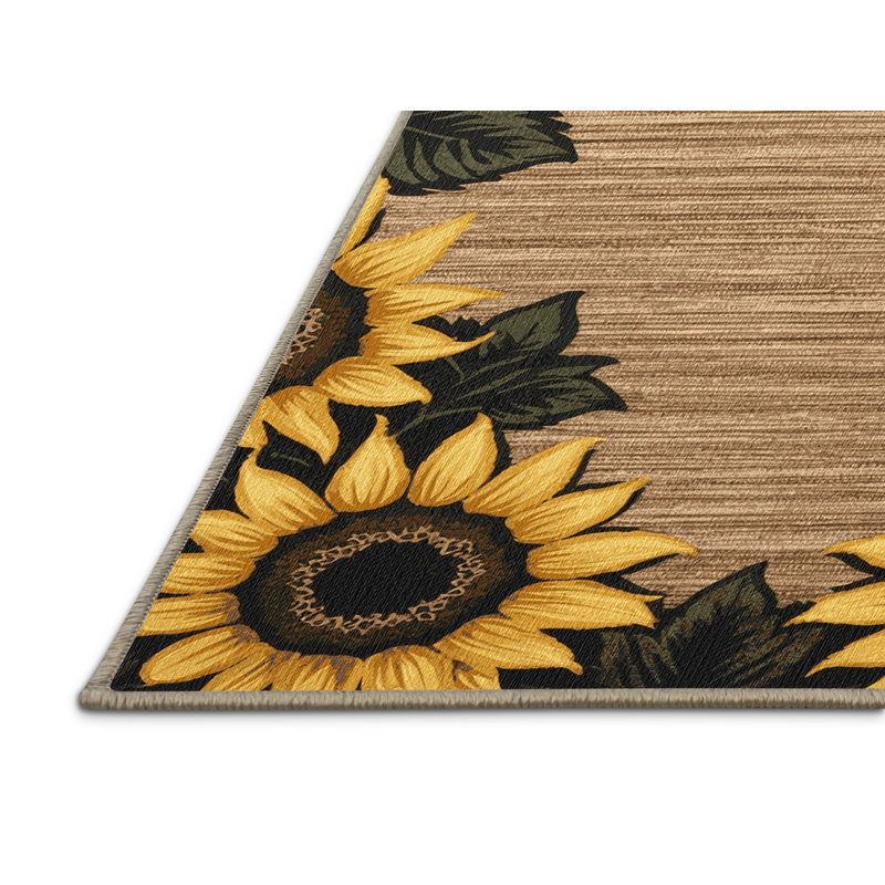  Tapis lavable en coin tournesols, Rectangle 5 pi x 7 pi
