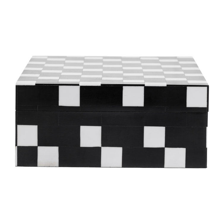 Joss & Main Set of 2 Black and White Storage Boxes - Simple Design Matching 10 and 12 Polyresin Decorative Box Set - Personal Storage Cases