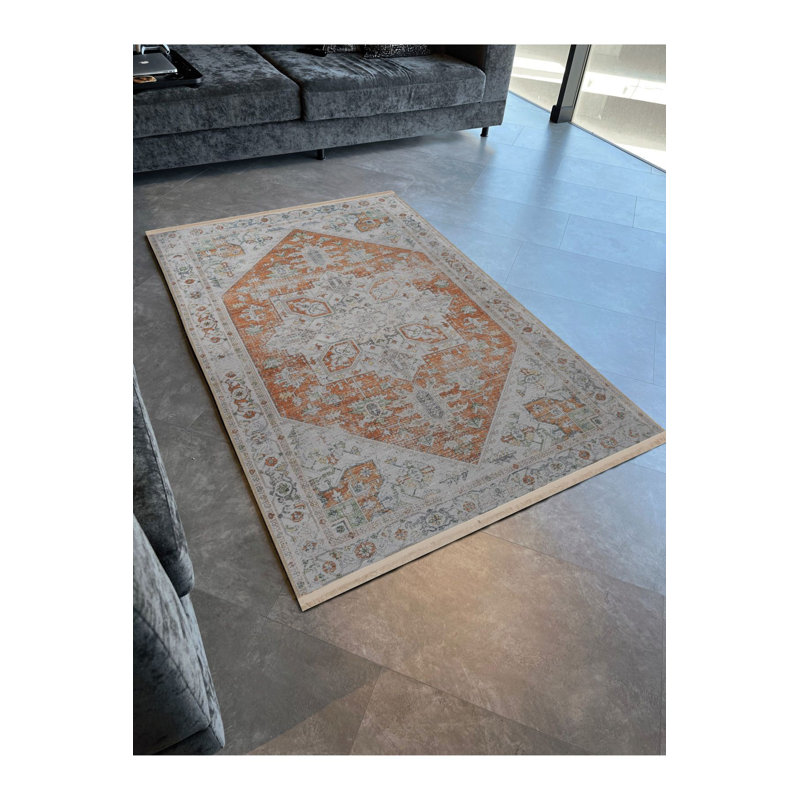Tapis traditionnel lavable à motif traditionnel Traditional, Sous-tapis rectangulaire de 3 pi 3 po x 4 pi 11 po