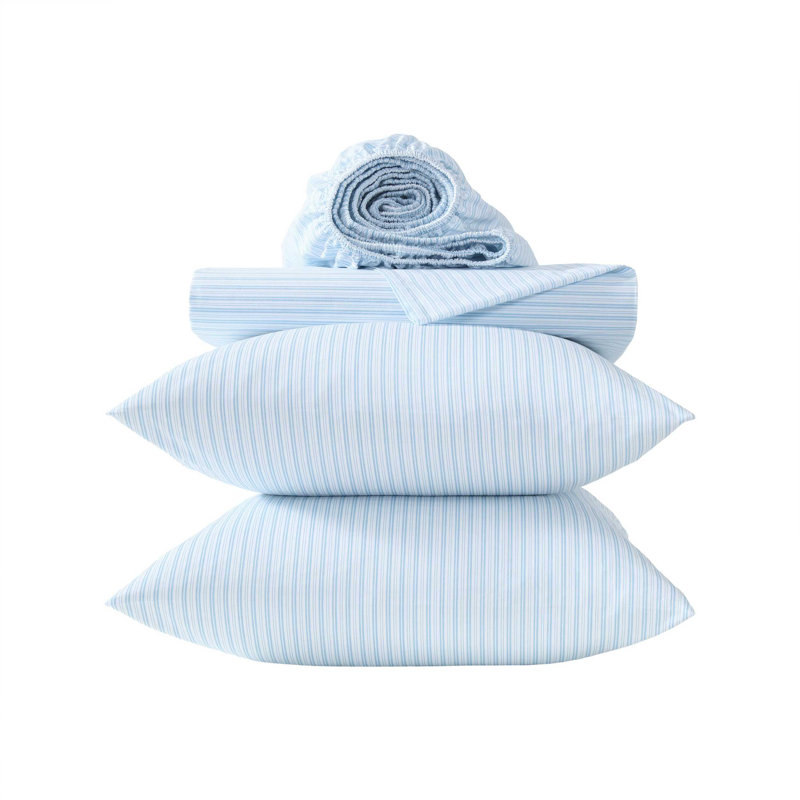 Ensemble de draps en percale de coton Percale Novelty Laura Ashley, Ensemble de draps pour lit simple avec 2 taies d'o