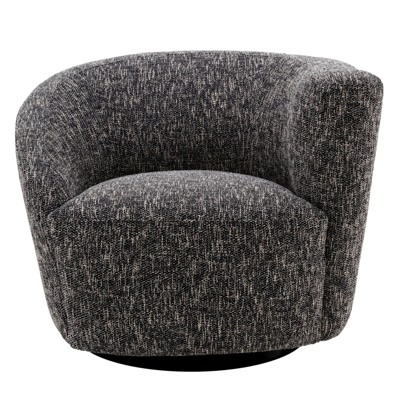 Colin Swivel Barrel Chair, Cambon Black Cotton Blend