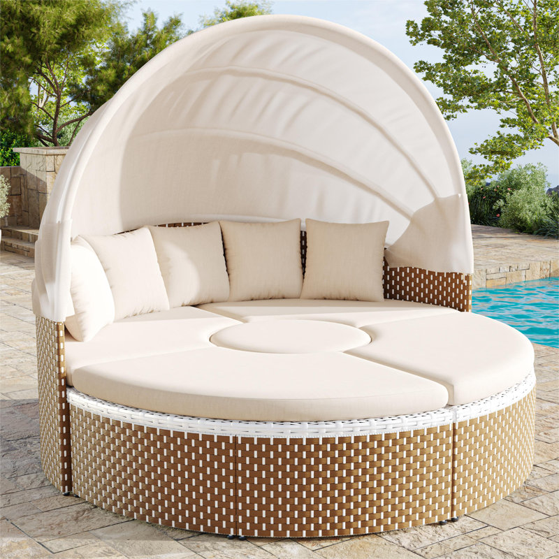 Harstad 170cm Wide Wicker Patio Daybed with Cushions
