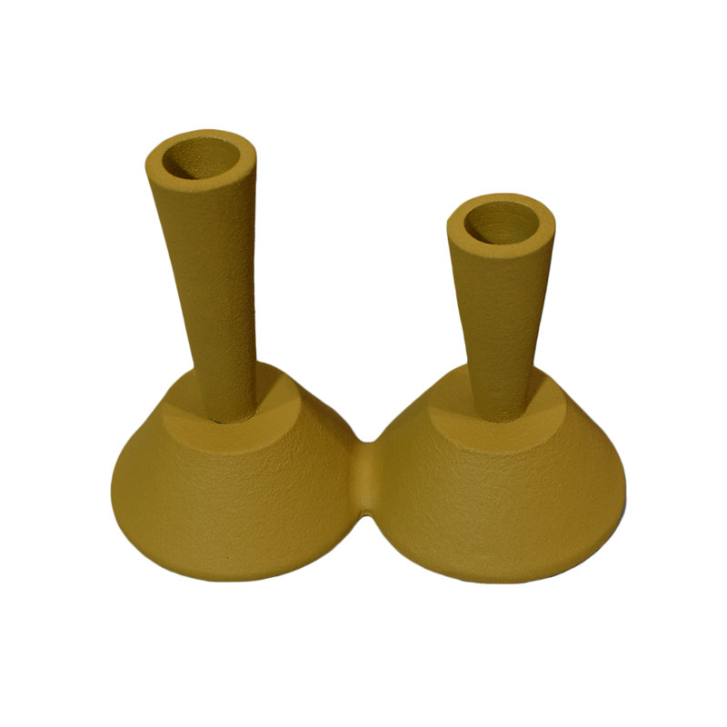 Aluminum Tabletop Candlestick, Mustard, 15" H x 12" W x 21" D