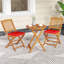 Ensemble de 2 chaises pliantes d'extérieur en bois d'acacia à haut dossier avec coussins de siège-1510095322