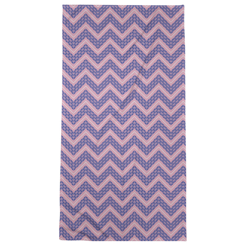Serviette de bain à chevrons à la main classic Stephenie, Bleu / Rose