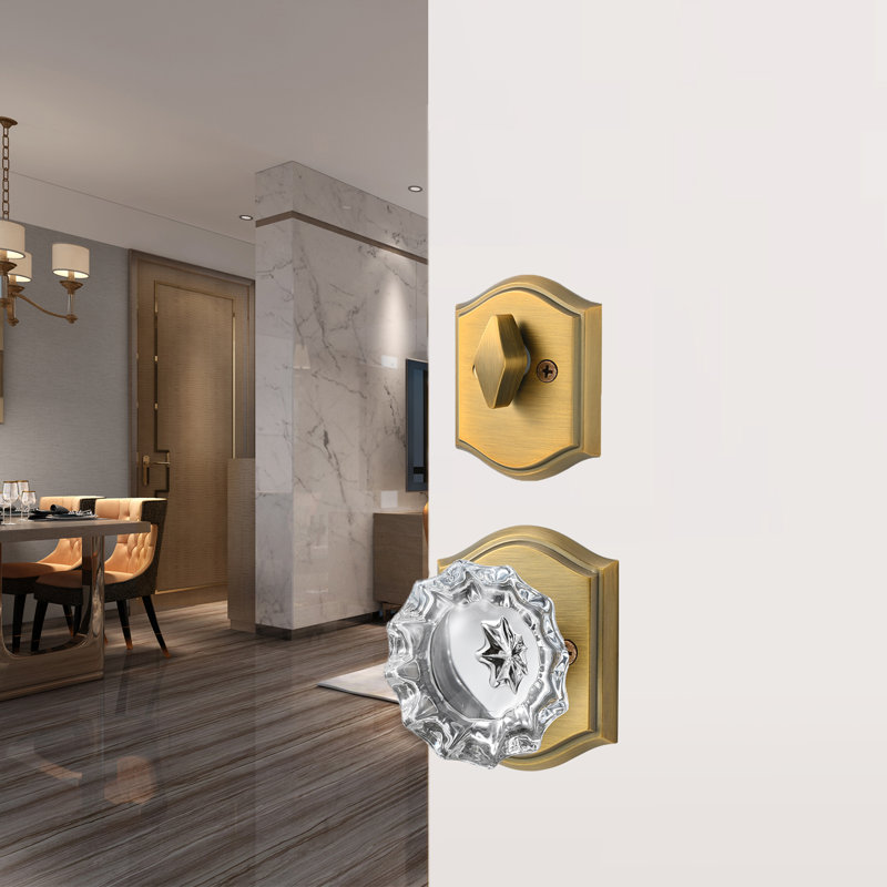 Deadbolt and Passage Door Knobs Set, Antique Brass