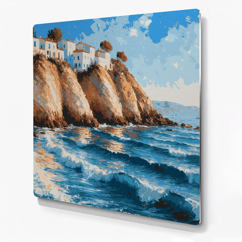 Art mural vert en métal Coastal Aegean Coast, H 16 po x l 16 po